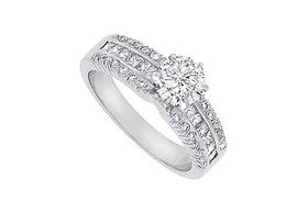 Diamond Engagement Ring : 14K White Gold - 1.25 CT Diamonds - Ring Size 9.0diamond 