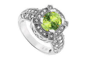 Green Cubic Zirconia Sterling Silver Ring
