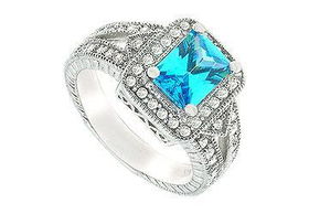 Blue Cubic Zirconia Sterling Silver Ringblue 