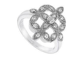 Flower Cubic Zirconia Sterling Silver Ring