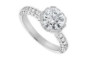 Diamond Engagement Ring : 14K White Gold  1.50 CT Diamonds - Ring Size 9.0