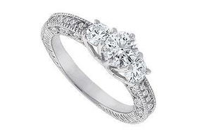 Diamond Engagement Ring : 14K White Gold  1.50 CT Diamonds - Ring Size 9.0