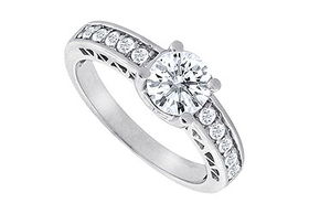 Diamond Engagement Ring : 14K White Gold  1.25 CT Diamonds - Ring Size 9.0