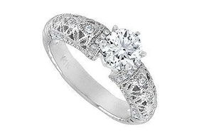 Diamond Engagement Ring : 14K White Gold  1.00 CT Diamonds - Ring Size 9.0