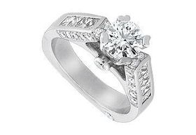 Diamond Engagement Ring : 14K White Gold  2.50 CT Diamonds - Ring Size 9.0