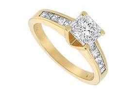Diamond Engagement Ring : 14K Yellow Gold - 1.50 CT Diamonds - Ring Size 9.5