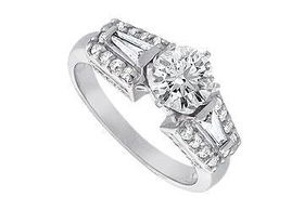 Diamond Engagement Ring : 14K White Gold  1.50 CT Diamonds - Ring Size 9.0diamond 