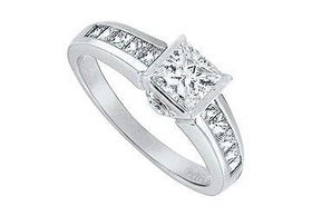 Diamond Engagement Ring : 14K White Gold - 1.50 CT Diamonds - Ring Size 9.5