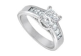 Diamond Engagement Ring : 14K White Gold - 1.50 CT Diamonds - Ring Size 9.5