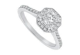 Diamond Engagement Ring : 14K White Gold  1.50 CT Diamonds - Ring Size 9.0