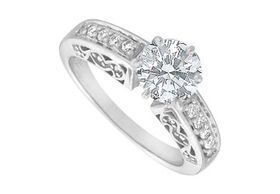 Diamond Engagement Ring : 14K White Gold - 1.25 CT Diamonds - Ring Size 9.0