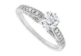 Diamond Engagement Ring : 14K White Gold - 0.75 CT Diamond - Ring Size 9.0