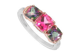 Topaz and Diamond Ring : 14K Two Tone ( Pink & White ) Gold - 3.00 CT TGW - Ring Size 9.5topaz 