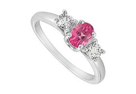 Pink Sapphire and Diamond Ring : 14K White gold - 0.50 CT TGW - Ring Size 9.0pink 