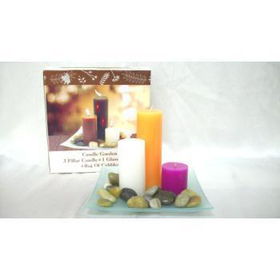 3-PC CANDLES & COBBLESTONE Case Pack 8candles 