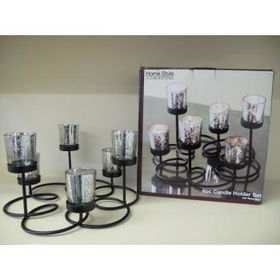 Metal Flower Candle Holder with Silver Glass Case Pack 12metal 