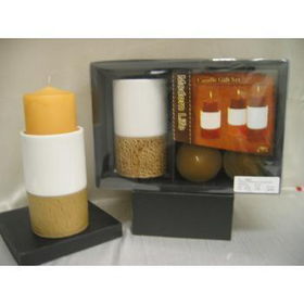 2 COLOR CANDLE & HOLDER GIFT SET Case Pack 12candle 