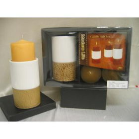 2 COLOR CANDLE & HOLDER GIFT SET Case Pack 12