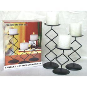 3 PC. METAL CANDLE STAND Case Pack 12metal 