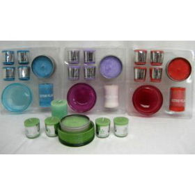 4 VOTIVES, 1 PILLAR & 2 PLATES CANDLE SET Case Pack 8votives 