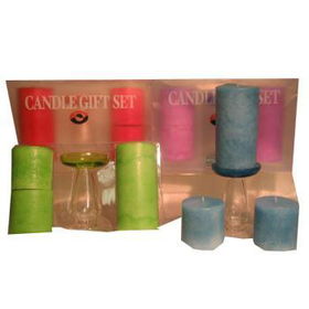 3 CANDLE & GLASS PILLAR SET Case Pack 8