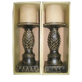 3X6 IVORY CANDLE WITH HOLDER GIFT SET Case Pack 8