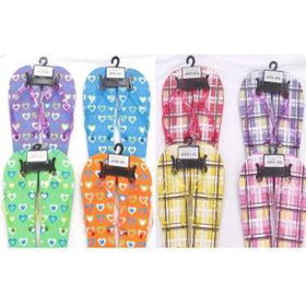 Ladies Flip Flops with Hearts and Plaid Patterns Case Pack 72ladies 