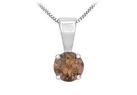 Smoky Topaz Solitaire Pendant : 14K White Gold - 1.00 CT TGW