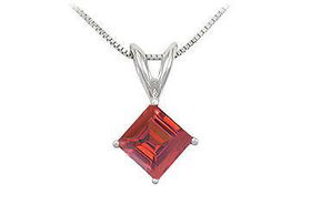 Ruby Solitaire Pendant : 14K White Gold - 1.00 CT TGWruby 