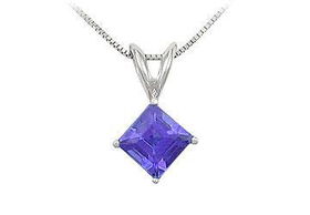 Tanzanite Solitaire Pendant : 14K White Gold - 1.00 CT TGW