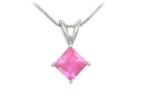 Pink Sapphire Solitaire Pendant : 14K White Gold - 1.00 CT TGW