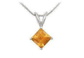 Citrine Solitaire Pendant : 14K White Gold - 1.00 CT TGWcitrine 