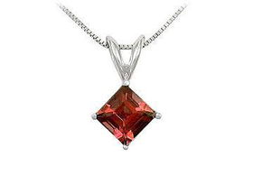 Garnet Solitaire Pendant : 14K White Gold - 1.00 CT TGWgarnet 