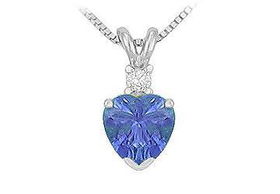 Diamond and Tanzanite Solitaire Pendant : 14K White Gold - 1.00 CT TGW