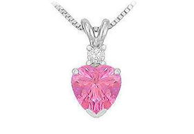Diamond and Pink Sapphire Solitaire Pendant : 14K White Gold - 1.00 CT TGWdiamond 