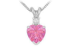 Diamond and Pink Sapphire Solitaire Pendant : 14K White Gold - 1.00 CT TGW