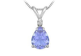 Diamond and Tanzanite Solitaire Pendant : 14K White Gold - 1.00 CT TGW