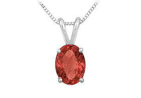 Ruby Solitaire Pendant : 14K White Gold - 1.00 CT TGW