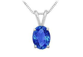 Sapphire Solitaire Pendant : 14K White Gold - 1.00 CT TGWsapphire 