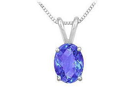 Tanzanite Solitaire Pendant : 14K White Gold - 1.00 CT TGW