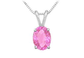 Pink Sapphire Solitaire Pendant : 14K White Gold - 1.00 CT TGWpink 