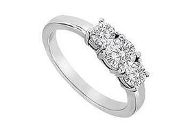 Three Stone Diamond Engagement Ring : 14K White Gold - 1.00 CT Diamonds - Ring Size 9.0stone 