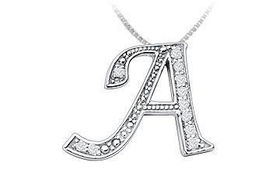 Script A Diamond Initial Pendant : 14K White Gold - 0.30 CT Diamonds