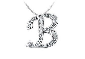Script B Diamond Initial Pendant : 14K White Gold - 0.25 CT Diamondsscript 