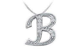 Script B Diamond Initial Pendant : 14K White Gold - 0.25 CT Diamonds