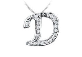 Script D Diamond Initial Pendant : 14K White Gold - 0.55 CT Diamondsscript 