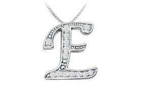 Script E Diamond Initial Pendant : 14K White Gold - 0.35 CT Diamonds