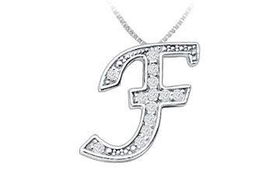 Script F Diamond Initial Pendant : 14K White Gold - 0.33 CT Diamonds