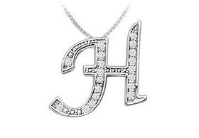 Script H Diamond Initial Pendant : 14K White Gold - 0.50 CT Diamonds