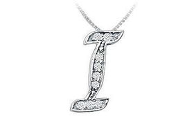 Script I Diamond Initial Pendant : 14K White Gold - 0.25 CT Diamonds